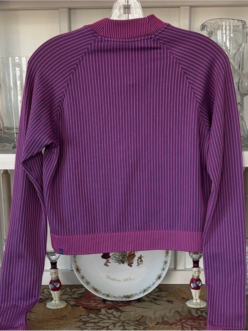 Lululemon Rest Less Cropped Half Zip Psychic Purple Sonic Pink Rib Size 8 - Picture 3 of 7